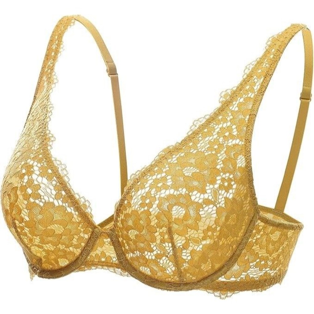 Nwt Dobreva Women's Lace Unlined Plunge Bra Underwire Bralette Full Coverage 32A